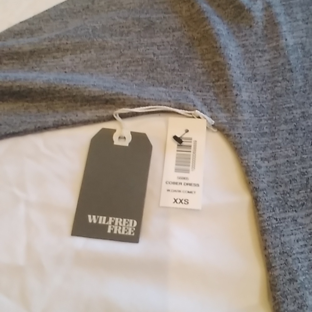 Aritzia Wilfred Free Heather Grey COBER NWT Size XXS Mini Dress Pockets - Picture 6 of 7